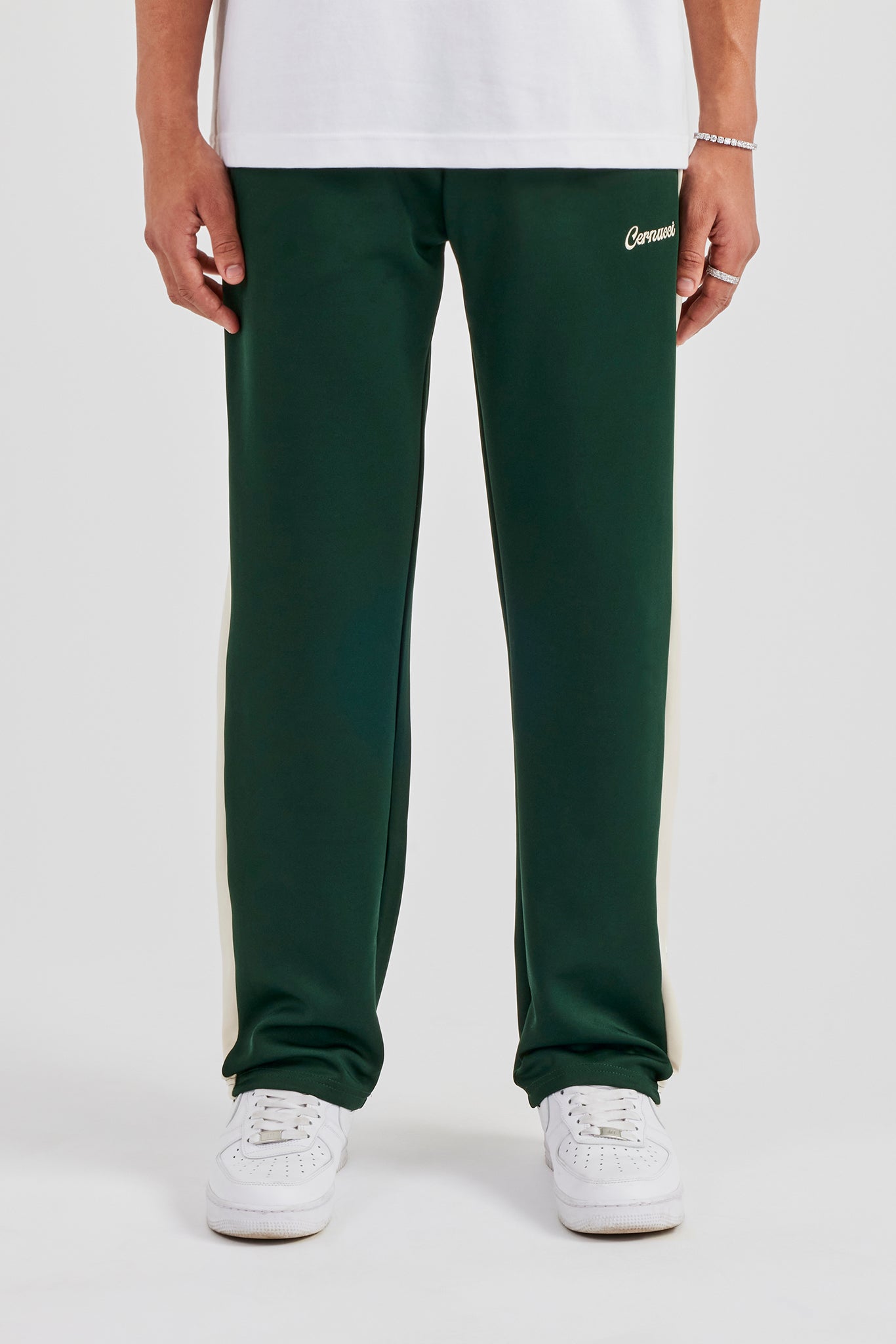 Contrast Panel Track Pant - Forest